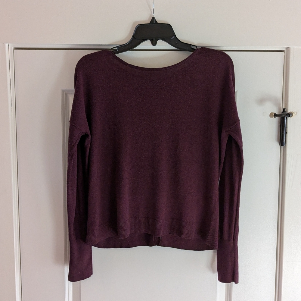 Ann Taylor LOFT Cotton Cardigan Sweater Burgundy, Size S - Picture 2 of 2